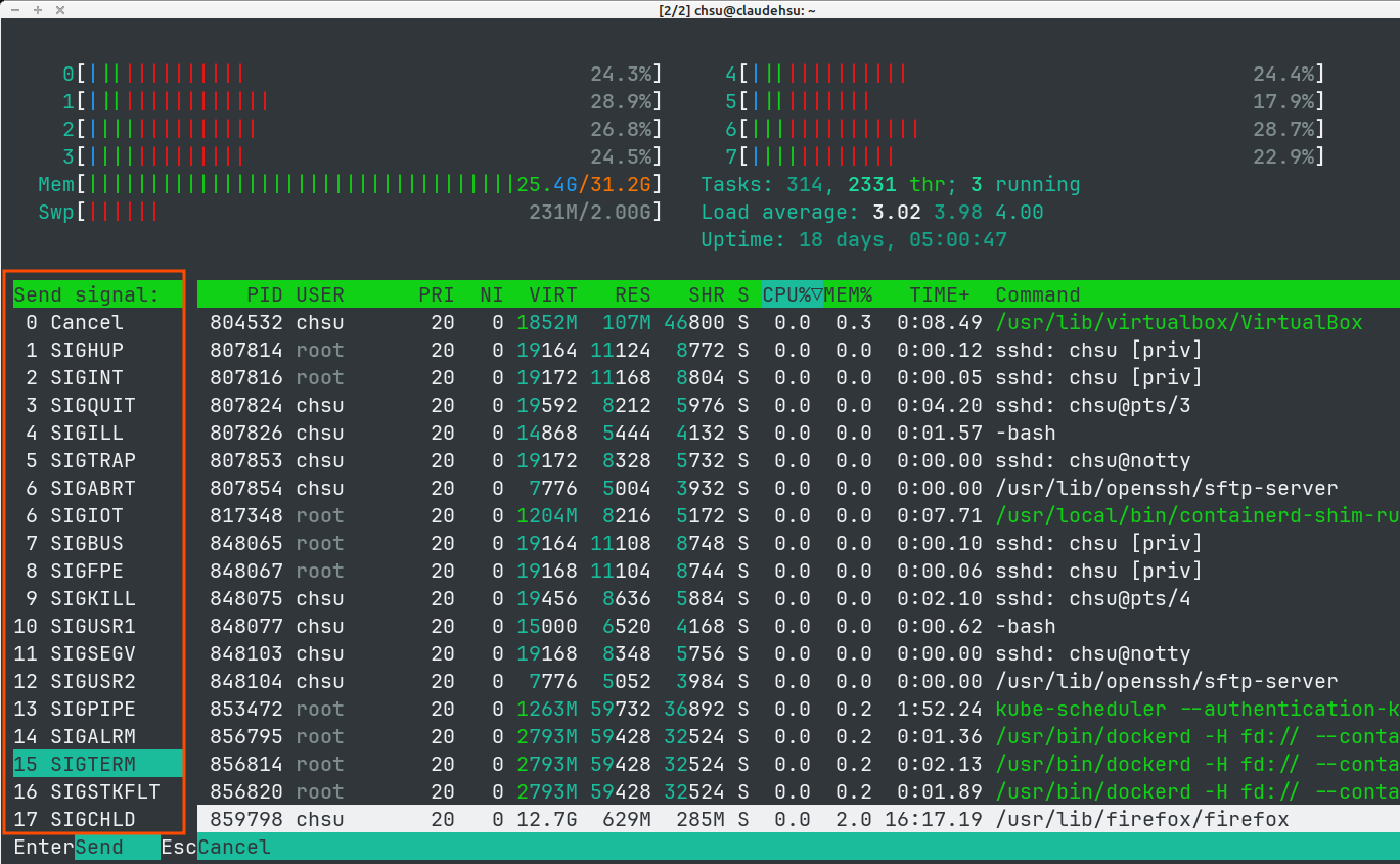 Send signal to a process