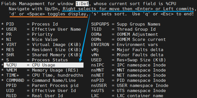 Configure fields to display